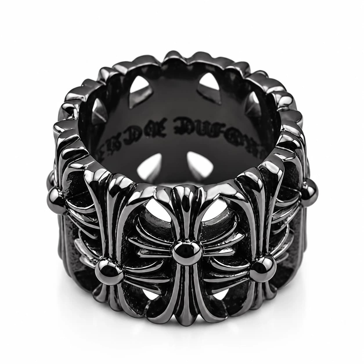 Black Double Cross Ring — view 3