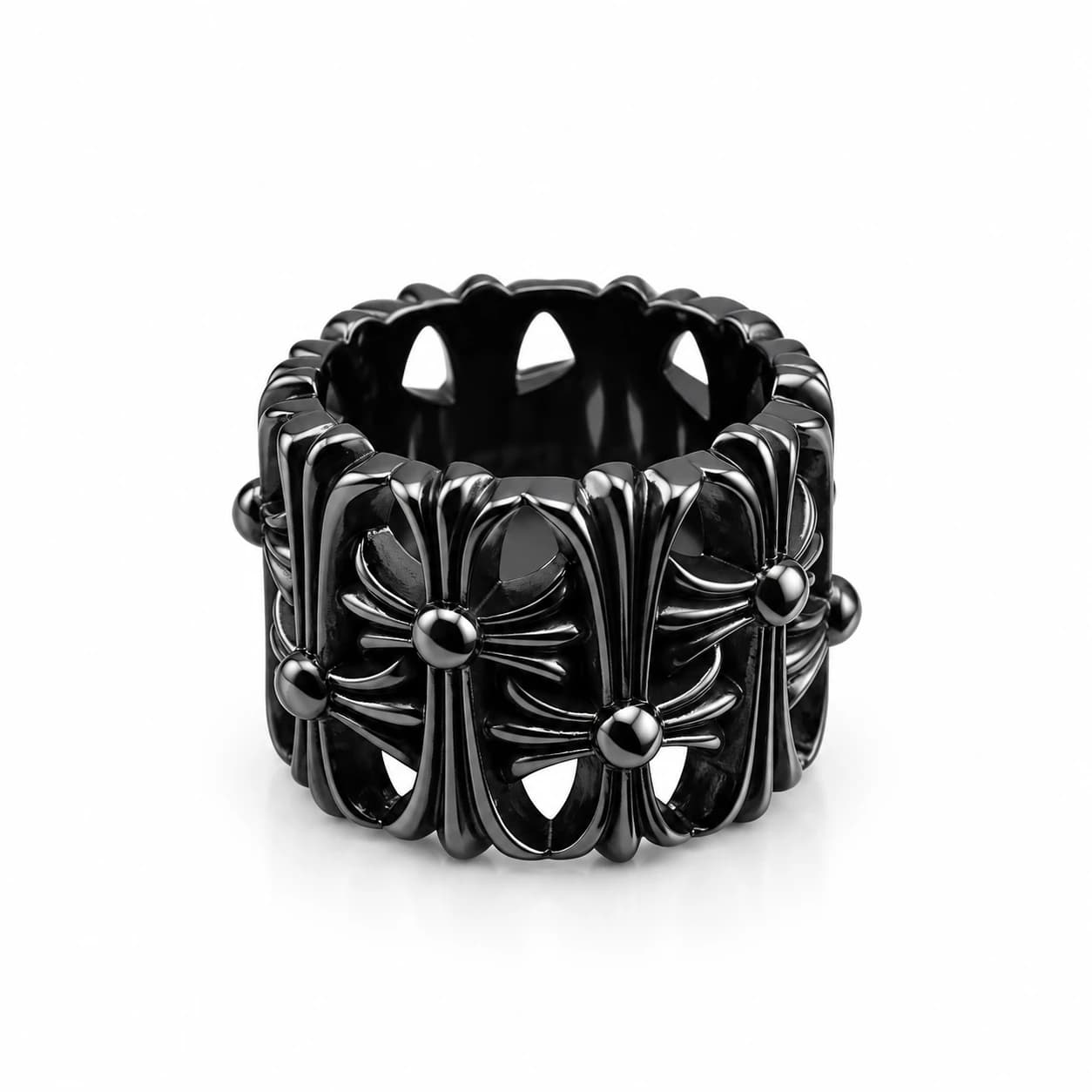 Black Double Cross Ring — view 4